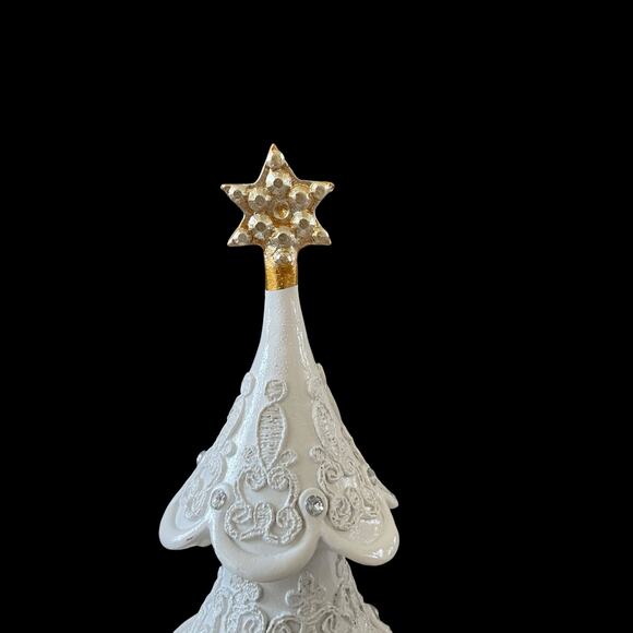 18in Snowy Gingerbread Lace Tree White Christmas Decor by Cupcakes & Cashmere - Picture 3 of 16